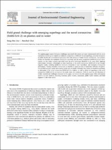 Field grand challenge with emerging superbugs and the novel coronavirus (SARS-CoV-2) on plastics and in water