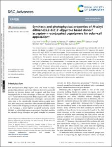 Synthesis and photophysical properties of N-alkyl dithieno[3,2-b:2 ',3 '-d]pyrrole based donor/acceptor-pi-conjugated copolymers for solar-cell application